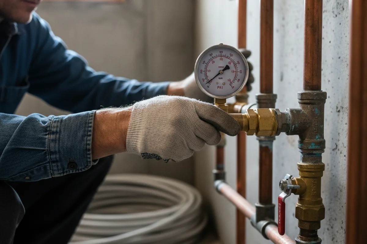 Pressure testing a repaired line during Water Line Repair in Chesapeake City